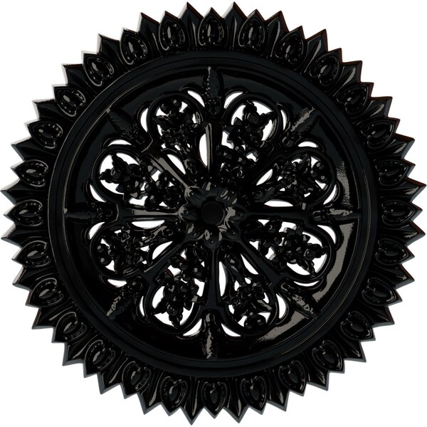Ekena Millwork Lariah Ceiling Medallion (Fits Canopies up to 1 3/8"), 24 3/4"OD 1 3/8"ID x 3 1/4"P, Black Pearl CM24LABPS - main